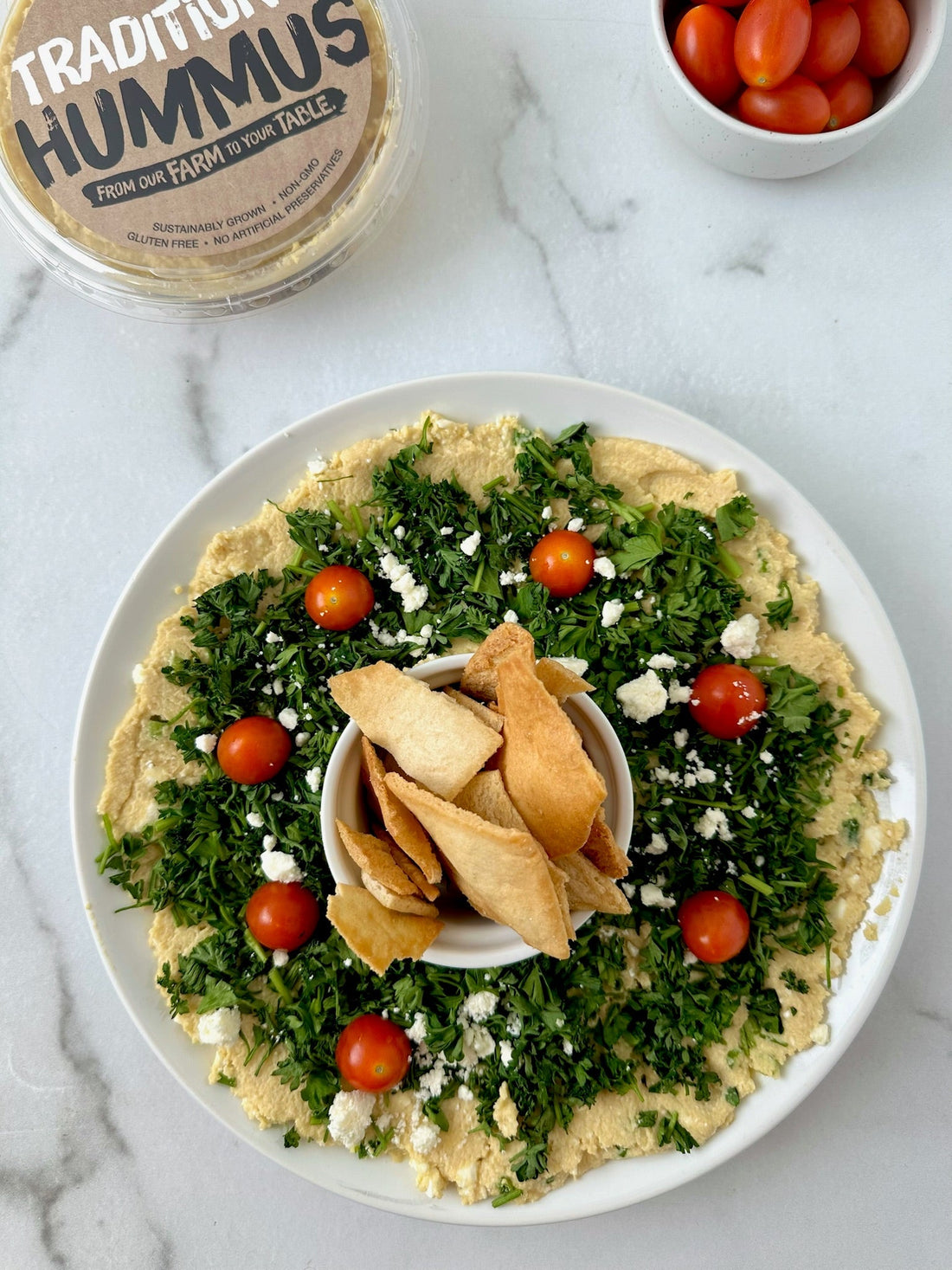 Holiday Hummus Wreath