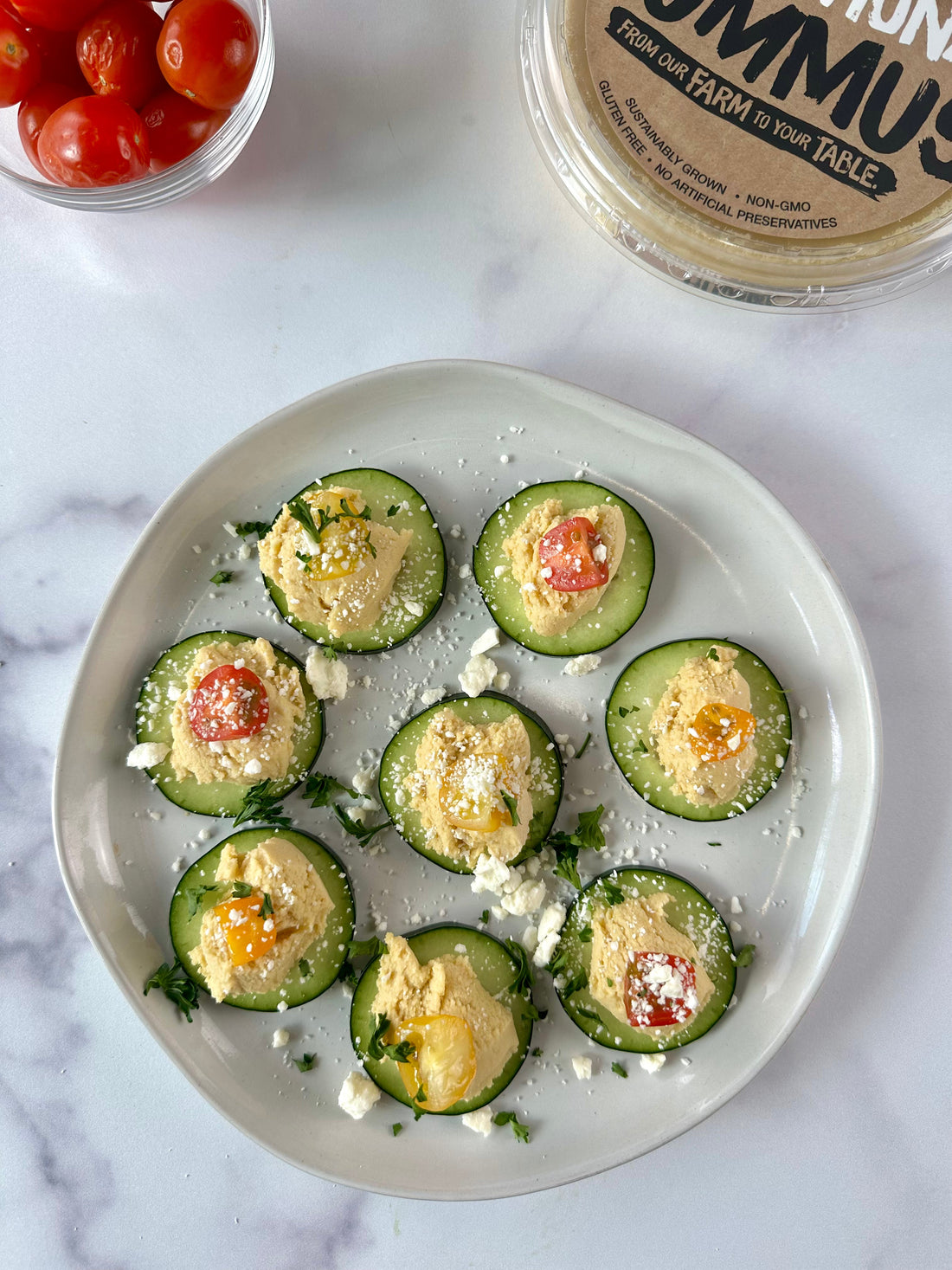 Cucumber Hummus Bites